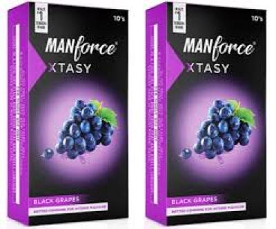 Manforce Xtasy Black Grapes Condom (10 condoms Each) (1 combo pack of 2 boxes.)